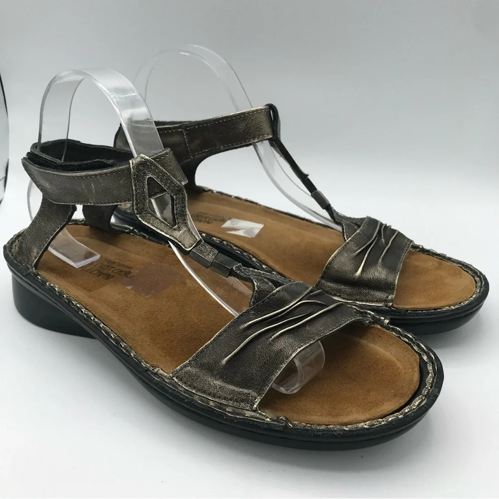 NAOT Cymbal Metallic Gladiator Ankle Strap Flat‎ Leather Sandals Sz 42 US 11 EUC